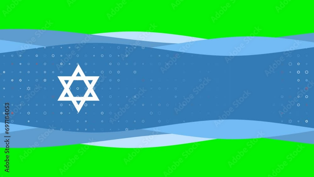 Poster animation of blue banner waves movement with white star of david symbol on the left. on the backgrou