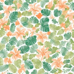 Abstract seamless pattern. Exotic flowers. AI generated