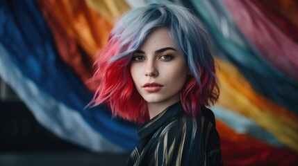 Woman with colored hair