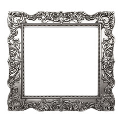 Silver frame border isolated transparent, Generative AI