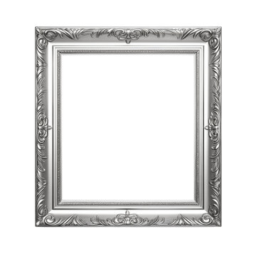 Silver frame border isolated transparent, Generative AI