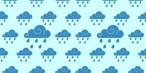 Seamless vector illustration with rain on Blue background
