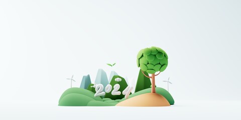 green city with text 2024 background 3d illustration. - obrazy, fototapety, plakaty
