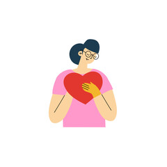 set of poses of people in pink clothes set