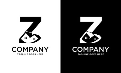Creative Logo design of Z in vector for construction, home, real estate, building, property. Minimal awesome trendy professional logo design template on black background. - obrazy, fototapety, plakaty