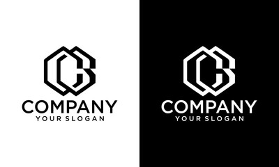 Creative initial letter logo cb, bc, b inside c rounded lowercase white black background