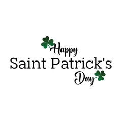 Lettering Happy st. Patrick day. Monochrome, black, white. St. Patrick's day design element, vector