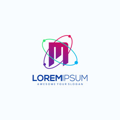 Abstract Letter M Orbit Logo Design Vector Image