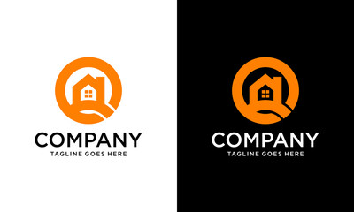 Creative Real Estate logo design. Property and Construction Logo design. Real estate service, construction, Growth house, circle home logo in white and black background.