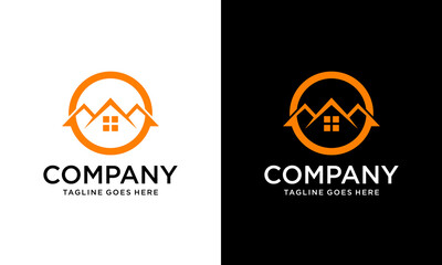 Creative Real Estate logo design. Property and Construction Logo design. Real estate service, construction, Growth house, circle home logo in white and black background.