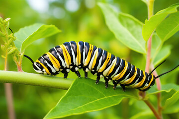 caterpillar on a leaf. Generative Ai