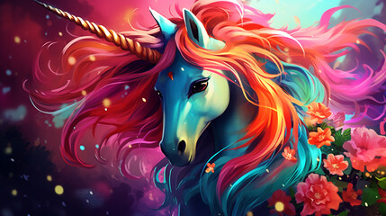 Realistic rainbow unicorn