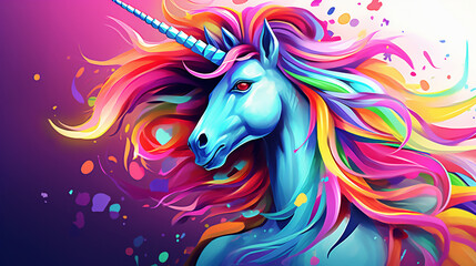 Obraz na płótnie Canvas Realistic rainbow unicorn