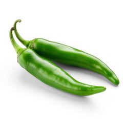 Green hot chili pepper on isolate transparency background, PNG