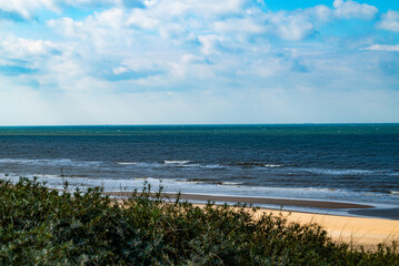 Sea horizon with cloudy sky at Katwijk, The Netherlands.