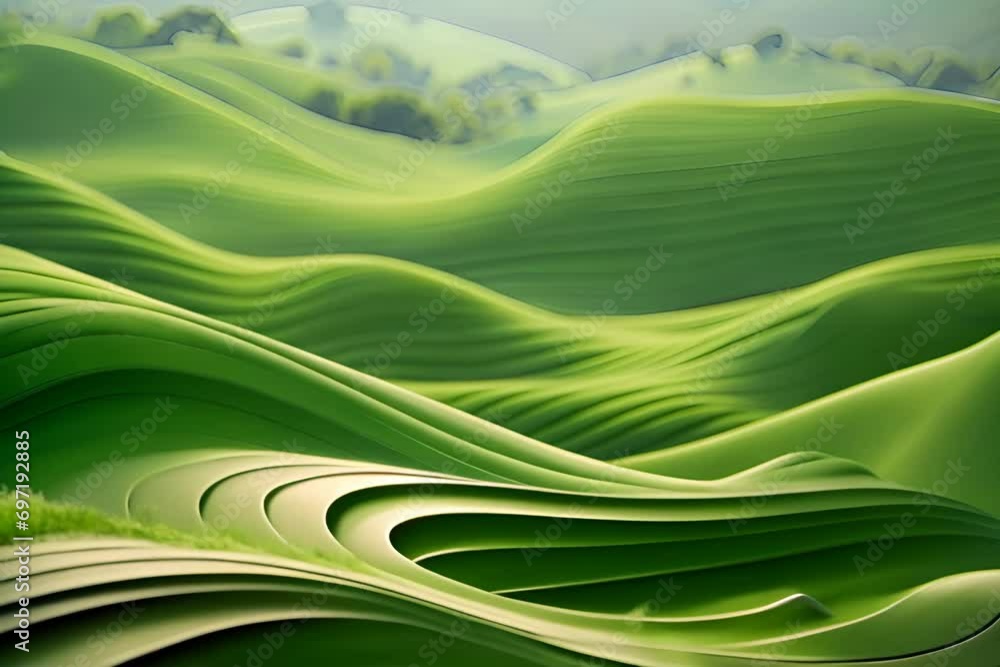 Aufkleber Rich range and green abstract shapes in a rounded form. 