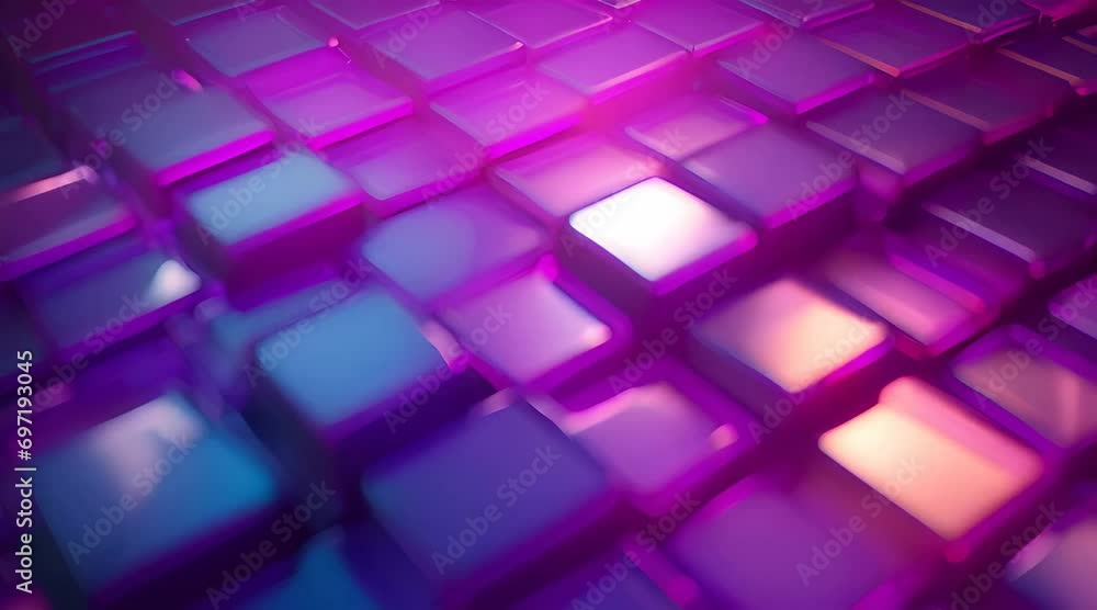 Poster vibrant and dynamic geometric shapes illuminated in neon colors, creating a lively and energetic wal