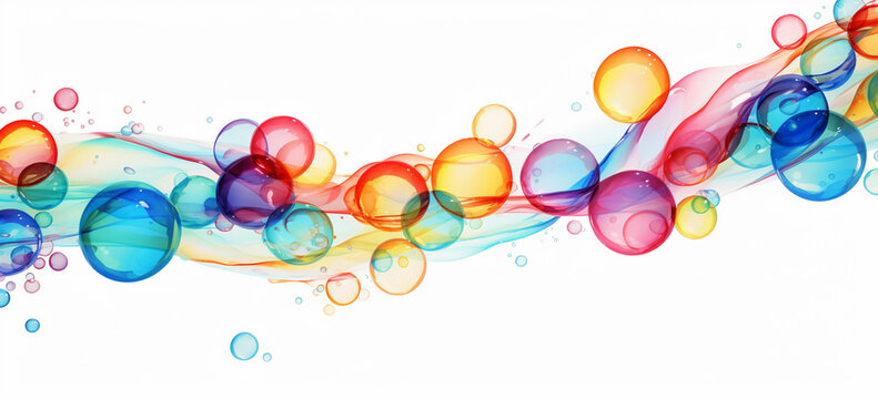 This design features a group of colorful soap bubbles floating in the air. The bubbles could be realistic or have a cartoonish style