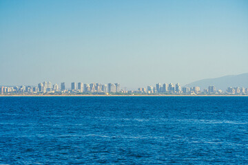 Panoramic view go modern building on Haifa beach, Israel