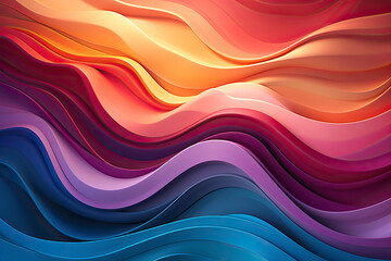 abstract background in orange red pink blue warm colors in the style of paper cut.