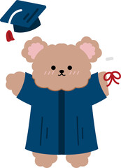 cute graduation bear mascot cartoon