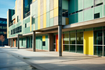 Fototapeta na wymiar Modern futuristic colored architecture building.
