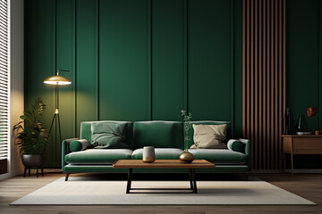 3d rendered Minimal style Modern living room interior design with sofa
