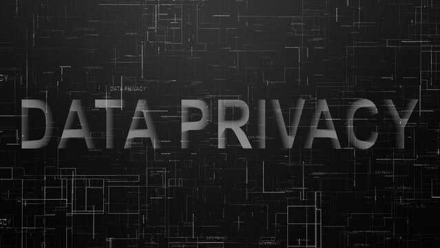 Data privacy text technology animated data line white color