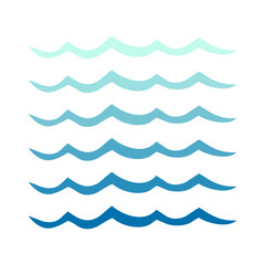 Logo Nautical. Grupo de olas de mar formadas por líneas curvas