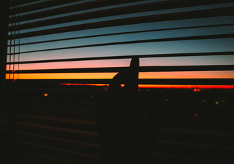 Sunset on window shade