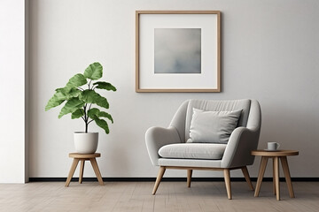 3d rendered Minimal style Modern living room interior design with chair