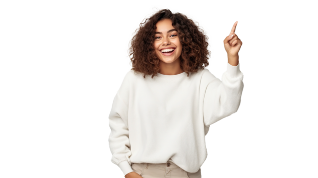 Elation Point: Radiant Young Woman Sharing a Moment of Excitement