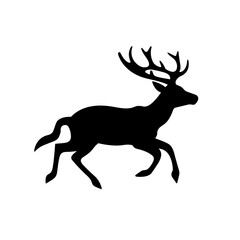 Vector silhouette of deer on white background. Deer Vector PNG,