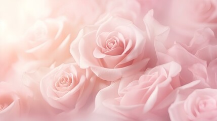 Delicate roses on a pink background with a place for text.