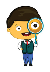 illustration of a detective child holding a magnifying glass, suitable for digital and graphic design needs, eps 10