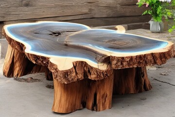 Expensive vintage furniture. Luxury quality wood processing. Exclusive coffee table made of solid...