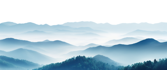 Surreal foggy mountain range, cut out