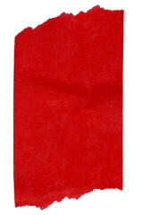 A piece of red paper tape on a blank background.