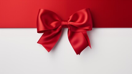 Crimson Bow: Symbol of Love on Pristine White Canvas