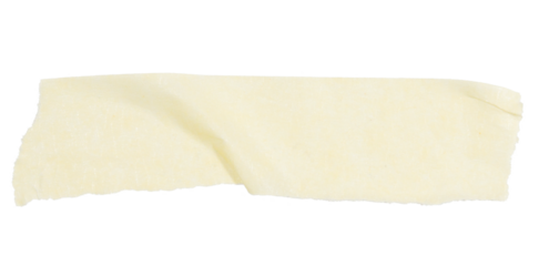 A piece of yellow paper tape on a blank background.