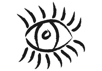 Icono negro de ojo hecho con trazado de lápiz. 