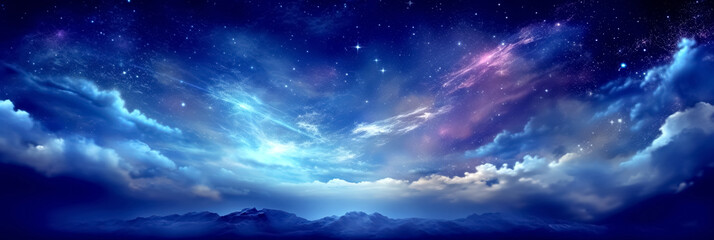 Starry Sky. Panorama of the Night Starry Sky, Beauty in Nature.