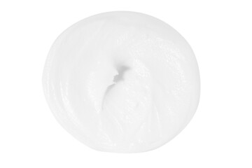 A smear of white cream on a blank background.