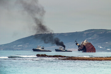 The shipwrecked boats of the Rimel, Bizerte, Tunisia