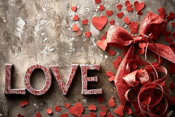 3D Love Typography on a Textured Background Wallpaper for Design Projects distressed background