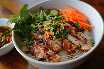 Grilled Pork Paradise: Dive Into the Irresistible Flavor Fusion of Bun Thit Nuong, Where Tender Pork Meets Fragrant Vermicelli in Vietnamese Cuisine