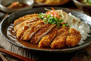 Crispy Perfection: Dive into the Irresistible Fusion of Flavors with Our Chicken Katsu Curry, a Japanese Delight Featuring Breaded Chicken, Spicy Curry Sauce, and Fragrant Rice.

