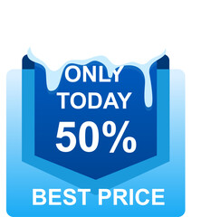 Big Winter sale banner set. Blue banner with snow cap on winter background with snow and snowflakes. Winter Offer, Big Sale, Shop Now. Vector illustration.