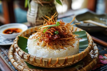 Culinary Delights of Vietnam: Com Ga Xoi Mo - An Authentic Sticky Rice and Chicken Dish That Captures the Essence of Vietnamese Flavors






