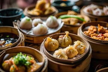 Savor the Symphony: Dim Sum Platter, a Chinese Culinary Delight Showcasing an Array of Steamed...